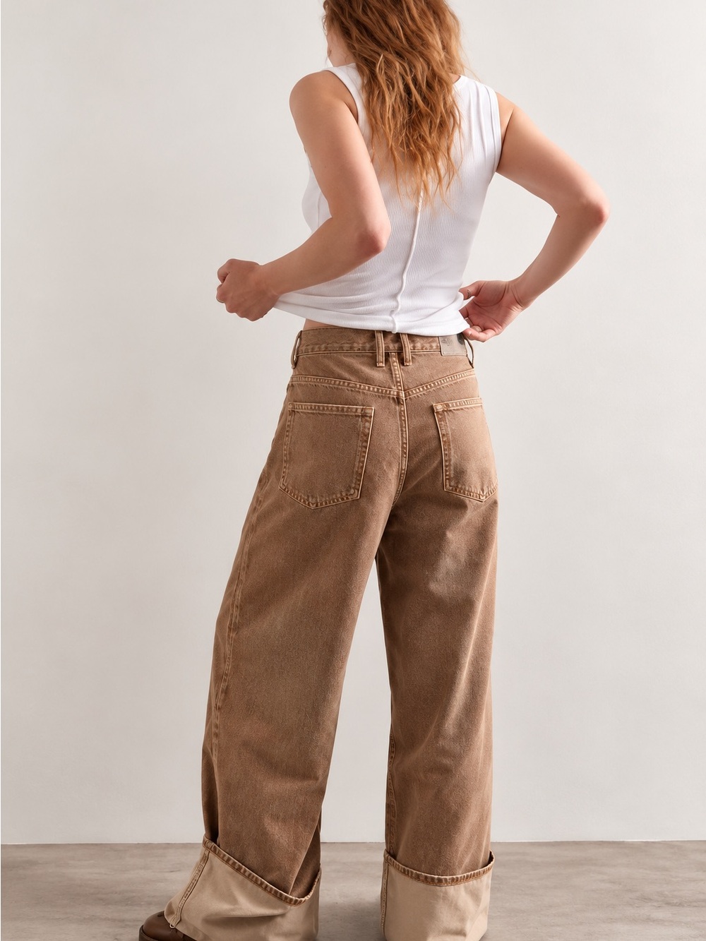 Free People We The Free Final Countdown Jeans Tumbleweed Cuffed Wide Leg NWOT - Picture 3 of 8